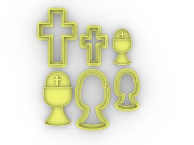 set communion cross, chalice - cookie cutter