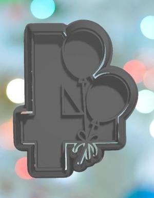 Balloon Numbers 4 Cookie Cutter
