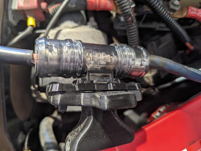Car battery J hook fuse and relay mount