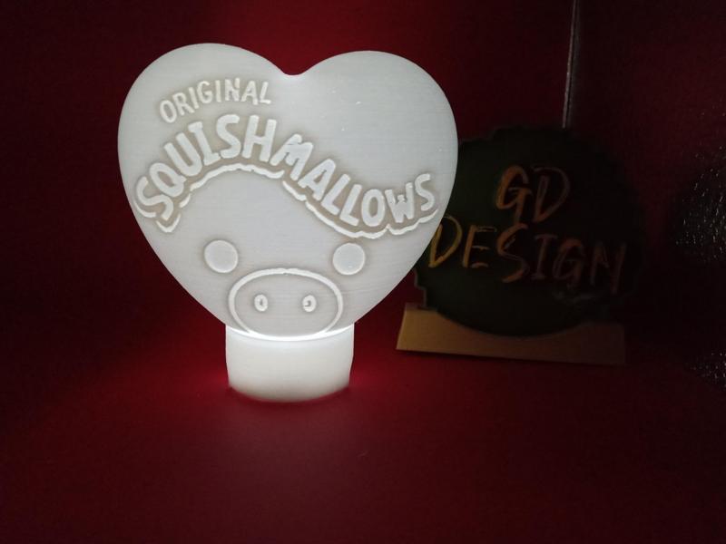 Cow Squishmallows HAPPY VALENTINE DAYS HEART LIGHT