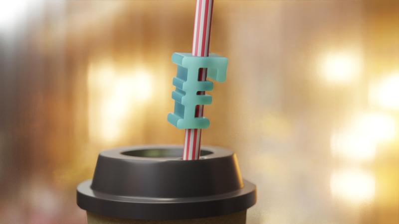 Straw topper, franc sign, 3d print file, stl files. Tropical straw, digital stl file, digital downloads. Straw topper mold.