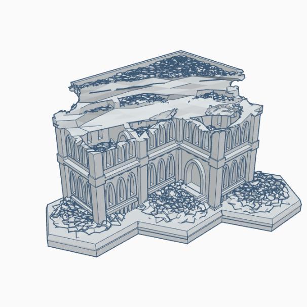 Gothic Ruined Building 18 with Hex Base GRHB018