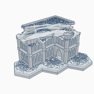 Gothic Ruined Building 18 with Hex Base GRHB018