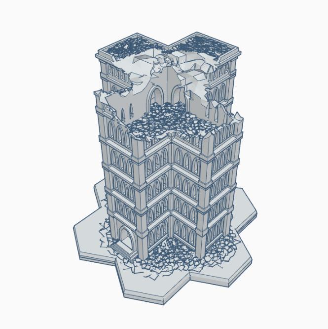 Gothic Ruined Building 25 with Hex Base GRHB025
