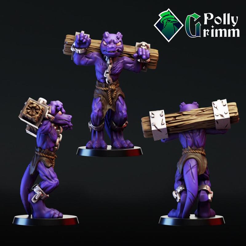 Fantasy kobold slave in shackles. Male version