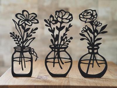 Spring flowers in vase set 