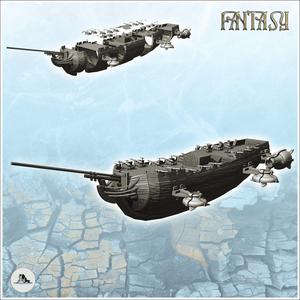 Steampunk ship with cannon on deck and propulsion reactors (2) - Pirate Jungle Island Beach Piracy Caribbean Medieval Skull Renaissance