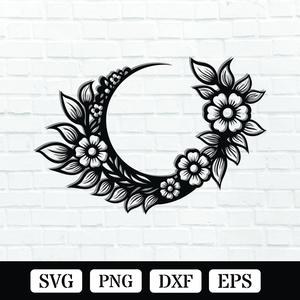 Floral Moon Metal Wall Art Laser Cut Files