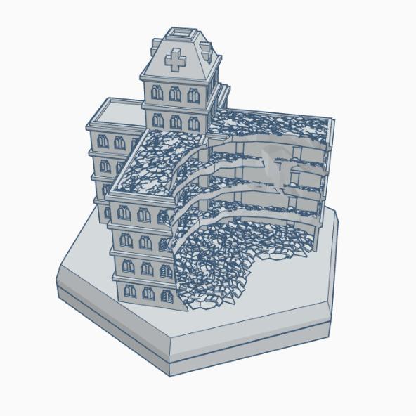 Modern Ruined Building 11 Ruined Hospital Hex Map Scale HMSMR011