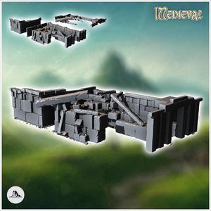 Ruin of stone building with wooden beams (13) - Modern WW2 WW1 World War Diaroma Wargaming RPG Mini Hobby