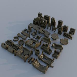 Ruined Furniture Pack - Tabletop Terrain - 28 MM