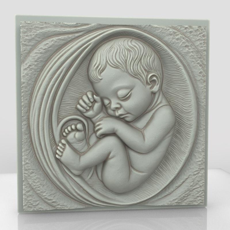 Baby Fetus Bas Relief Wall Decor -1