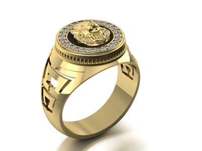 signet ring with lion head two options