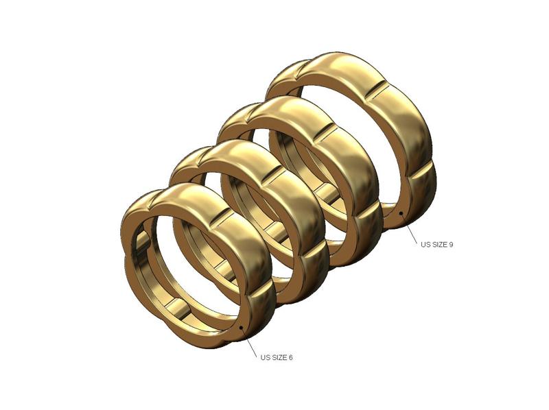 Dome pattern fashion band US sizes 6to9 3D print model