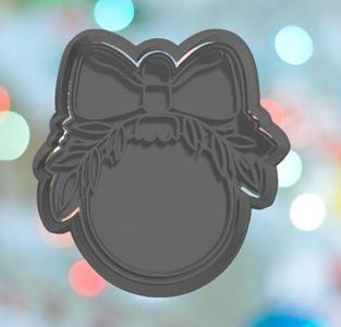 Christmas Ornament With Bow And Greenery Cookie Cutter