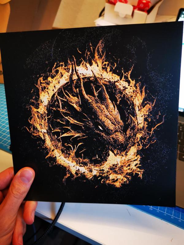 Hueforge Dragon with Fire Circle and flames - Wall Art Decoration