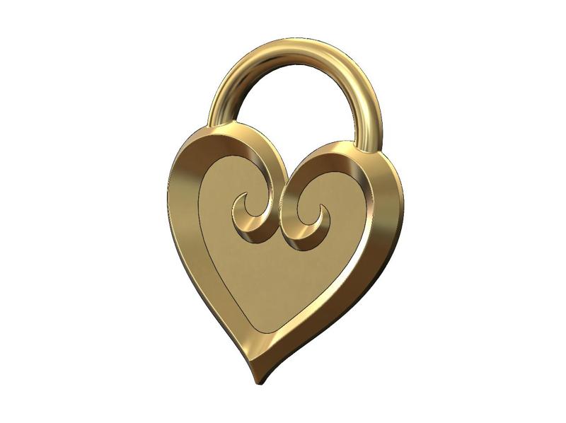 Enamel floral heart lock shaped pendant and charm 3D print model
