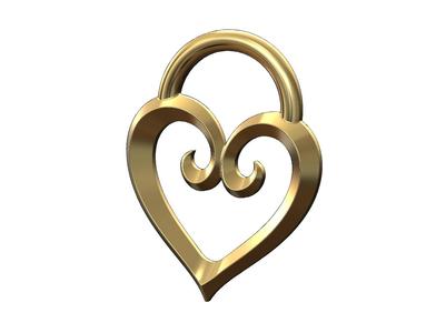 Open floral heart lock shaped pendant and charm 3D print model