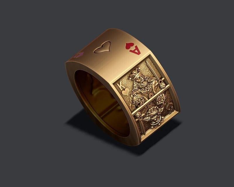 playing cards hearts pairs ring 3D print model