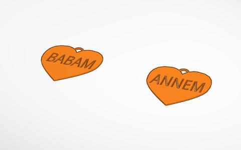 BABAM VE ANNEM YAZILI ANAHTARLIK