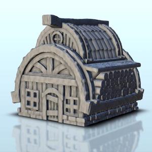 Traditionnal house with logs 4 - Farm Medieval scenery terrain wargame