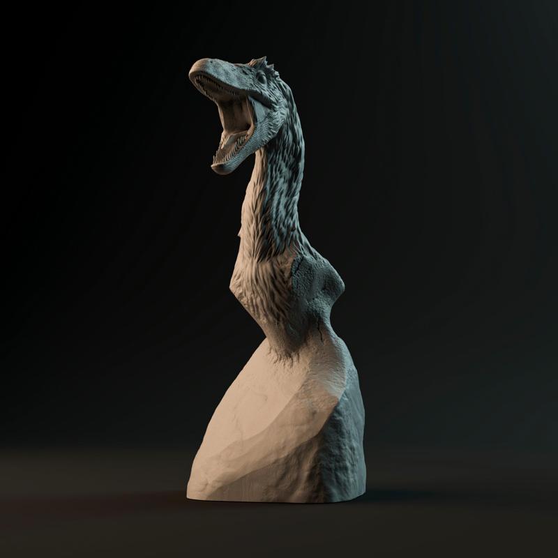 Troodon bust - pre-supported dinosaur head