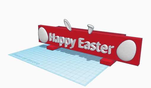 "Happy Easter" table top with decorative egg holder on the back