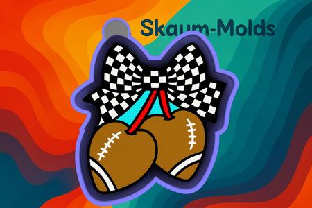 🏈🏁 Football Heart & Checkered Bow Freshie, Ornament, Resin & Candle Mold
