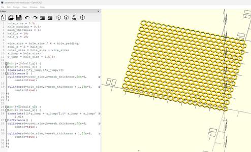 Parametric hexagonal mesh