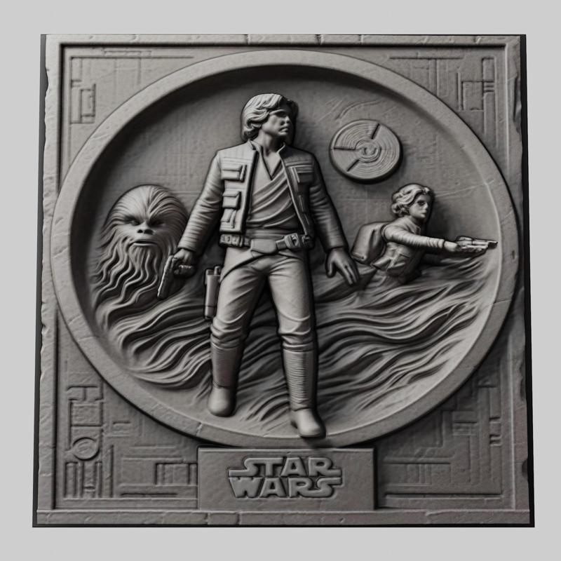Star Wars Han Solo 3d printer relief medallion stone tablet obj stl