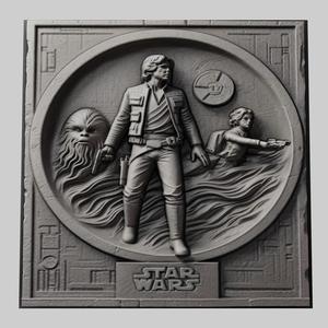 Star Wars Han Solo 3d printer relief medallion stone tablet obj stl