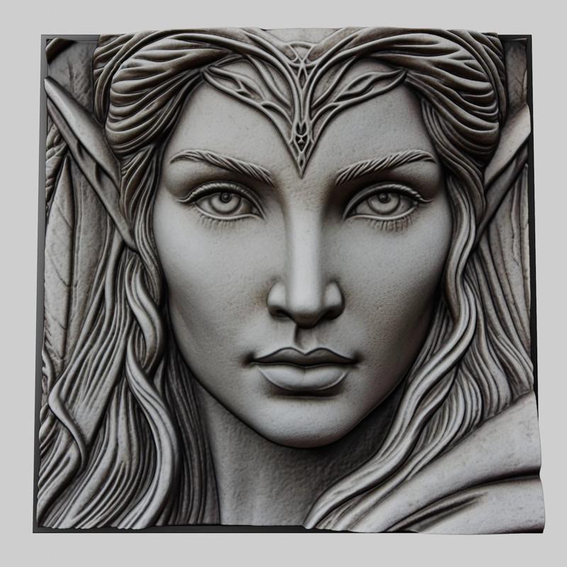 Lord of Rings Arwen 3d printer relief medallion stone tablet obj stl
