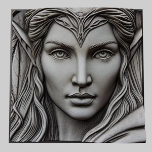 Lord of Rings Arwen 3d printer relief medallion stone tablet obj stl