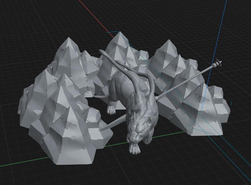 Monster lion with mountain background