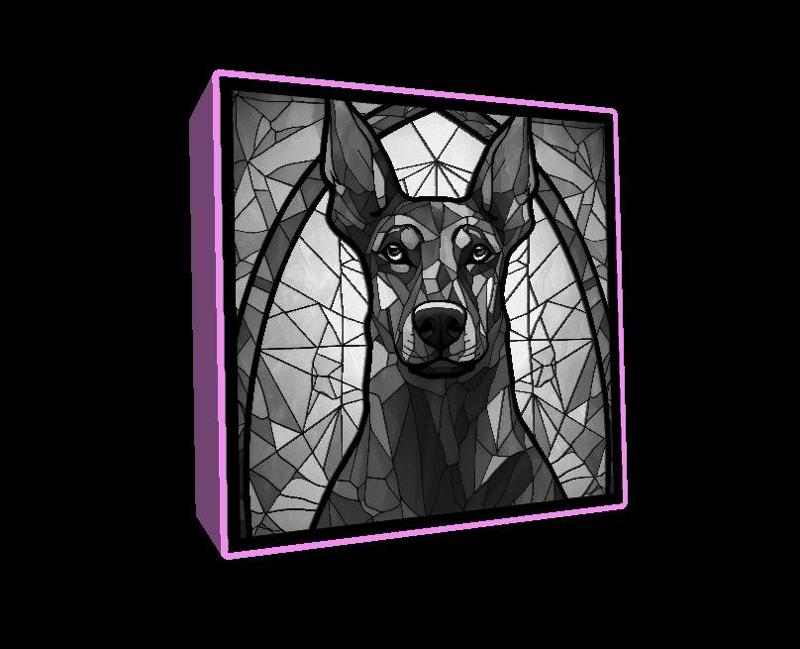 Lightbox stained glass Doberman Pincher lithophane