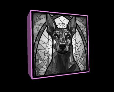 Lightbox stained glass Doberman Pincher lithophane