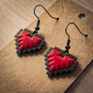 3D Pixel Art Heart Earrings from The Legend of Zelda - Fun Gamer Jewelry