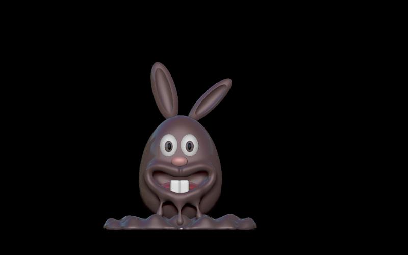 EASTER EGG BUNNY MELTING CHOCOLATE
