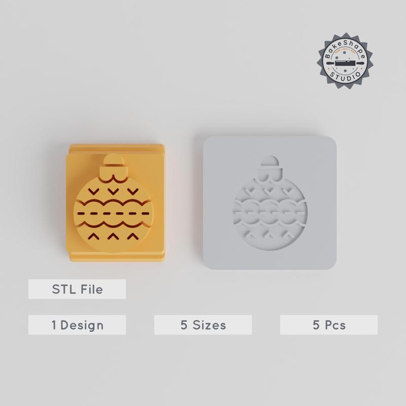 Bauble Stamp Tile Set, 5 Sizes, Perfect for Clay & Cookies, Festive Ornament for Holiday Decoration