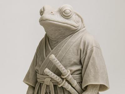 Miniature samurai frog swordsman 