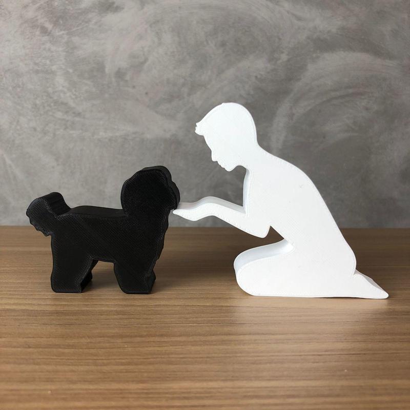 Boy and his Maltese for 3D printer or laser cut