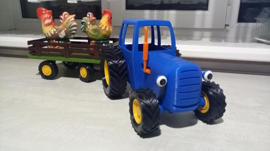 Blue cartoon tractor