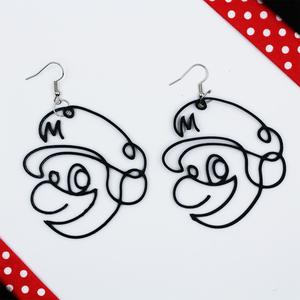 Super Mario Line Art Earring Gamer Jewelry Medal Ring Cartoon