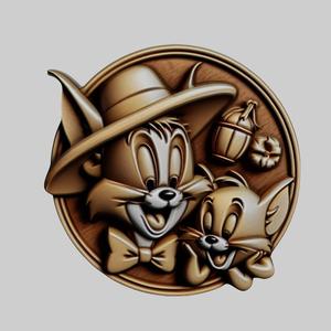 Tom Jerry Cartoon Medallion for CNC Router Laser & 3D Printer