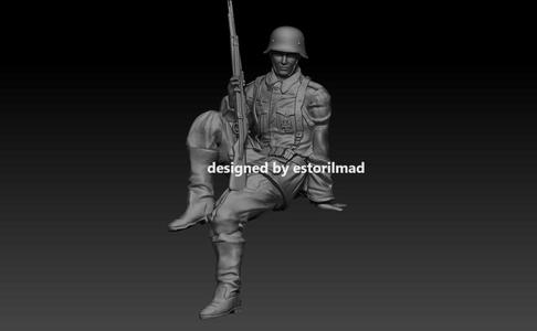 WW2 GERMAN SOLDIER SITTING v2