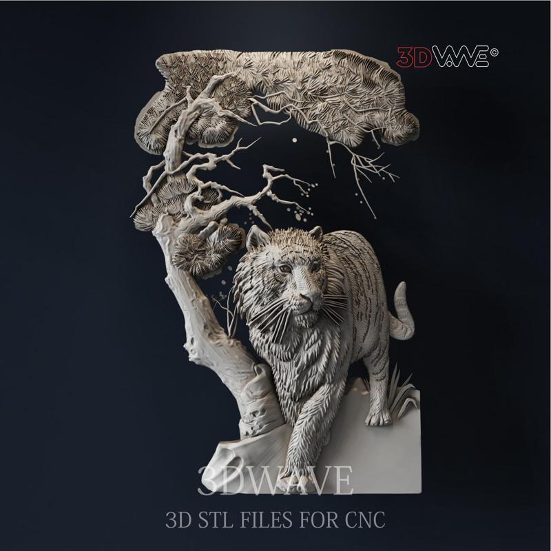 Tiger 3d stl file for CNC