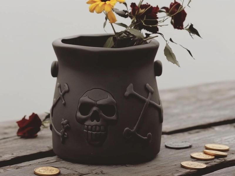 Gothic & Pirate-Themed Skull & Crossbones Vase