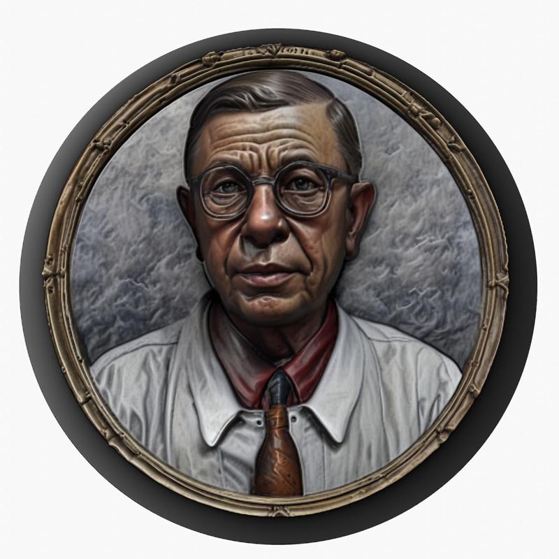 Jean-Paul Sartre medallion pendant