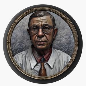 Jean-Paul Sartre medallion pendant