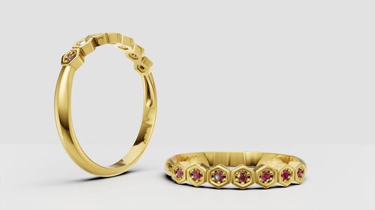 Hexagon gemstone ring 3D printable model